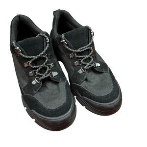 OFFICE London Men's Black Leather Hiking Sneakers